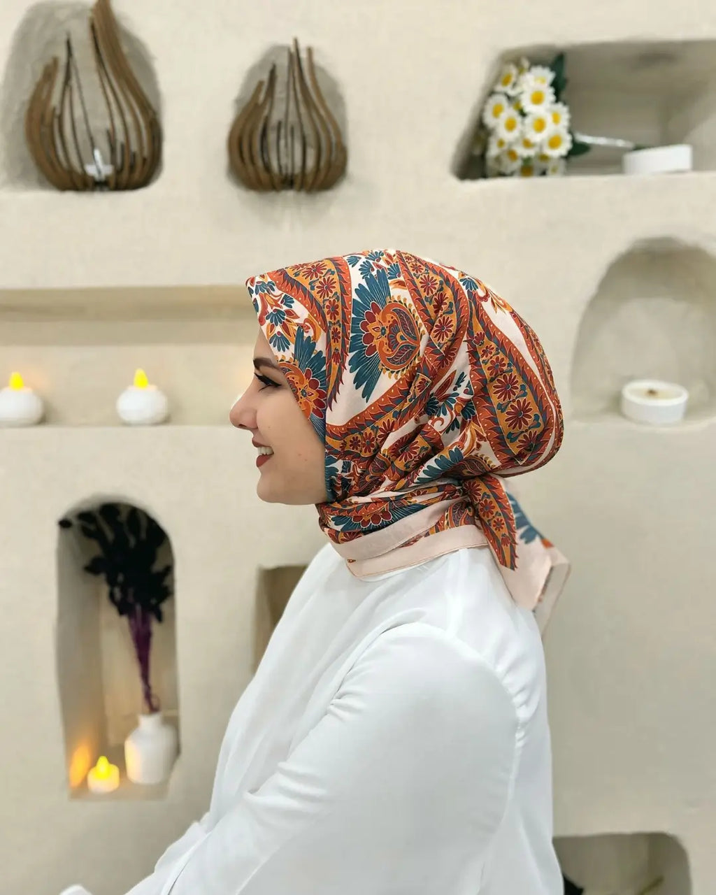 Desenli Koton Eşarp 461