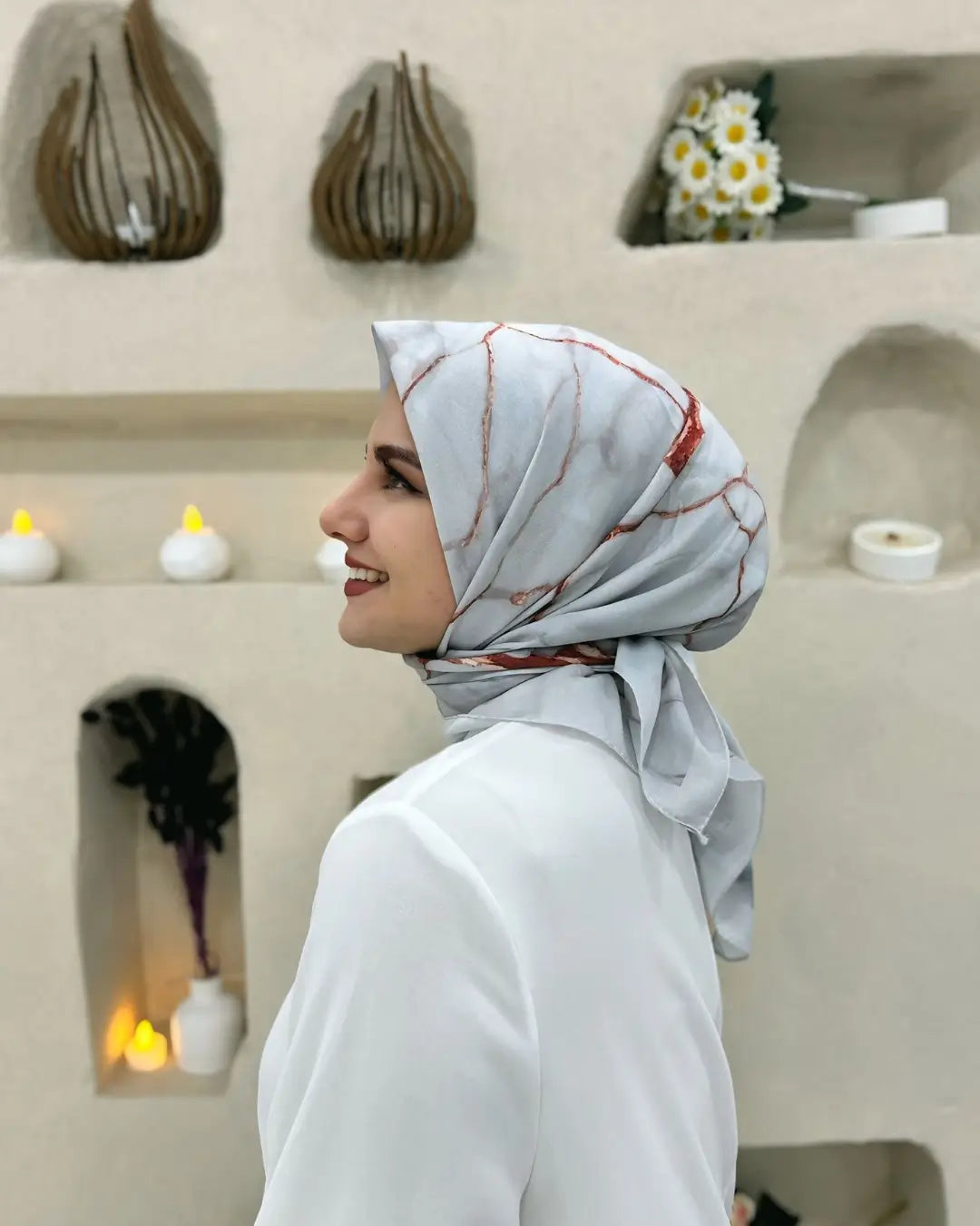 Desenli Koton Eşarp 509
