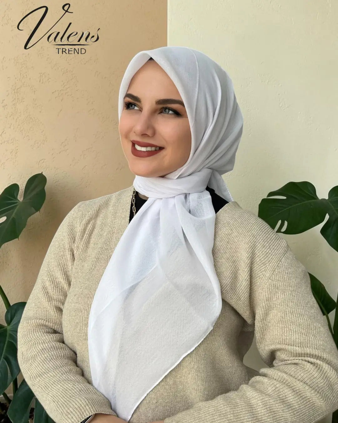 Lüks Koton Eşarp - Beyaz