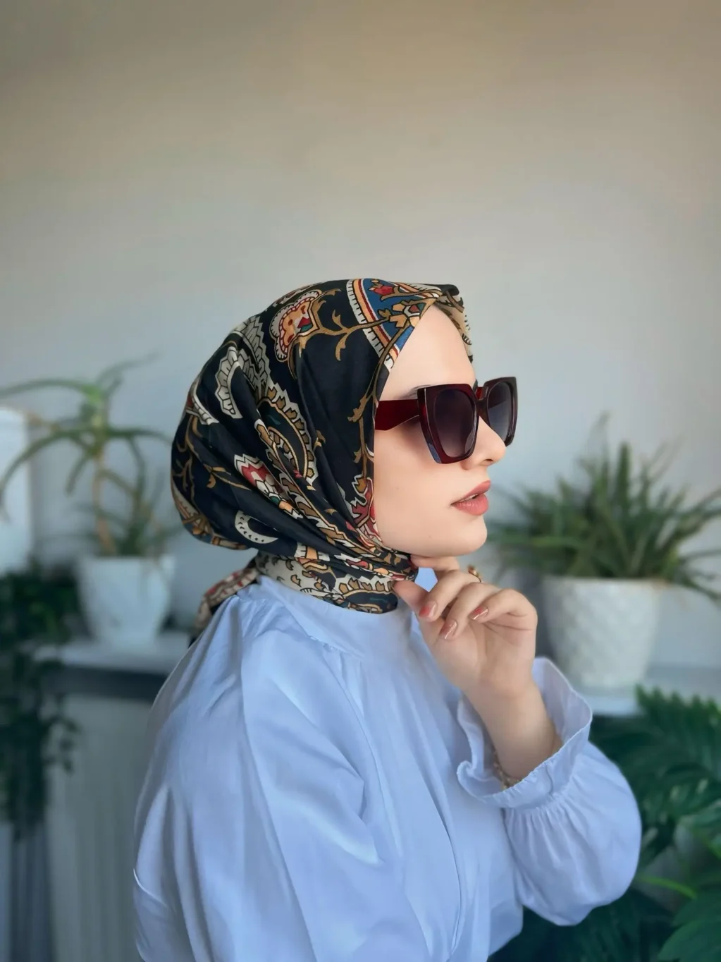 Desenli Koton Eşarp 388 - Görsel 3