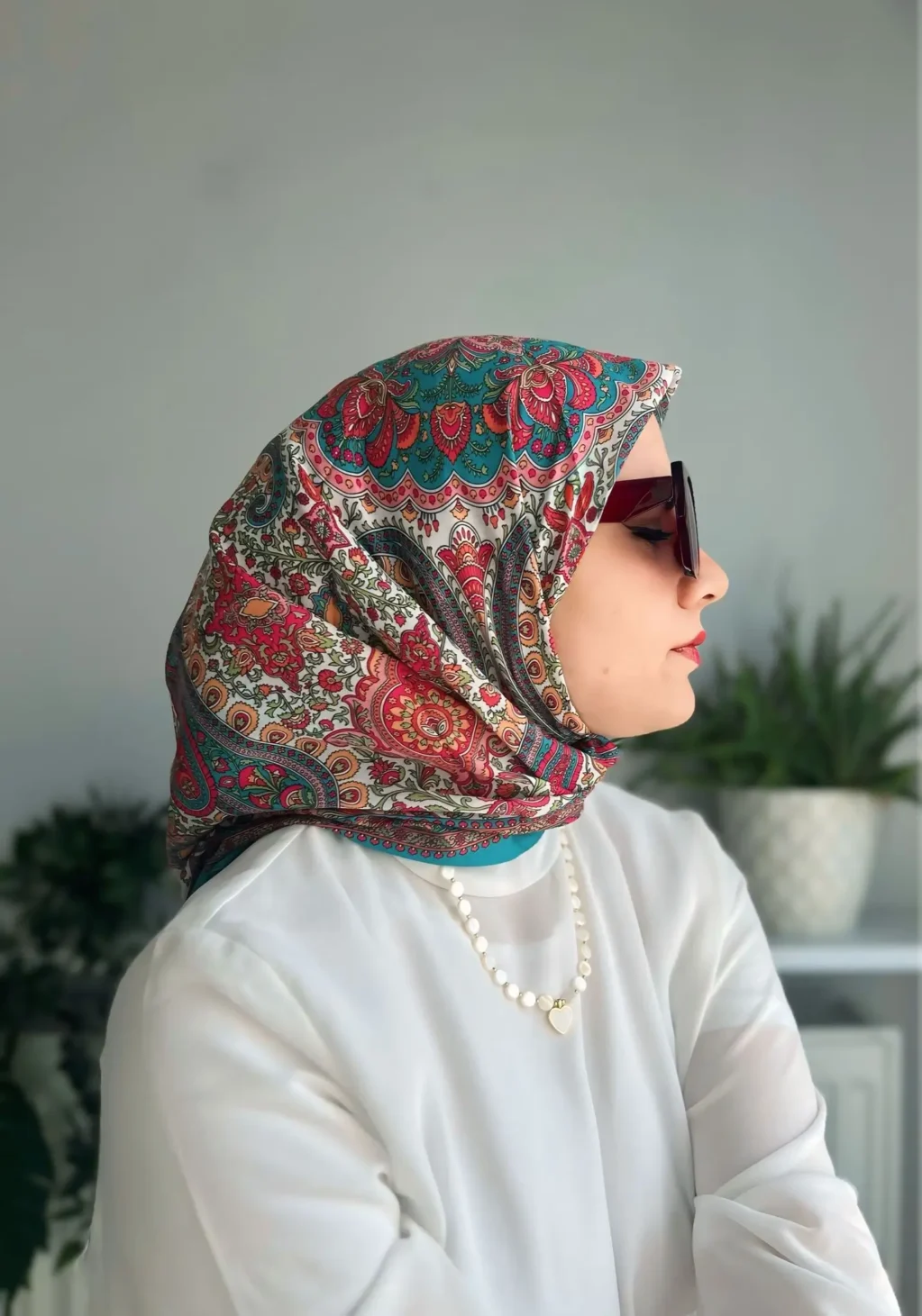 Desenli Koton Eşarp 395 - Görsel 2