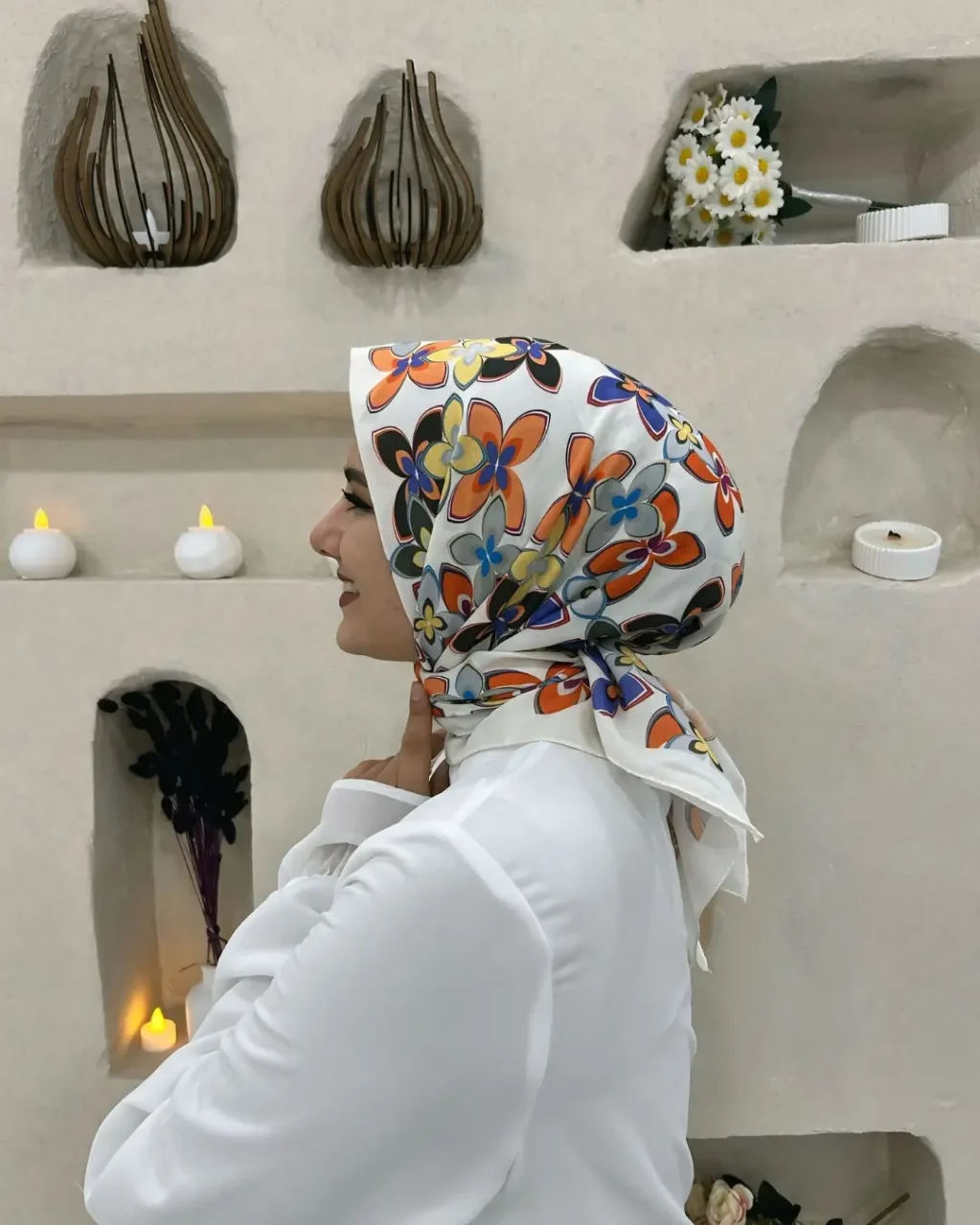 Desenli Koton Eşarp 515 - Görsel 2